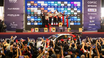 Celebración del podio en el WRC Chile 2026